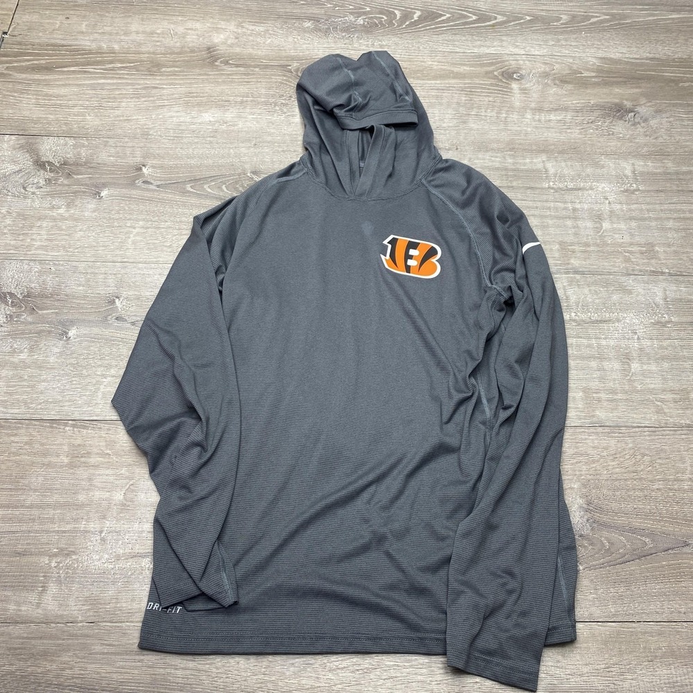 Cincinnati Bengals Shirt Hoodie Mens Medium Gray NFL Football Nike Dri Fit